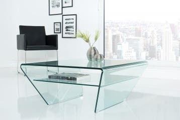 Moderne glazen salontafel FANTOME 70cm trapeziumvormig met, Ophalen of Verzenden, Nieuw