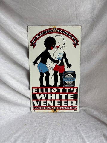 Elliott’s White Veneer – Emaille Reclamebord Verf - Emaille