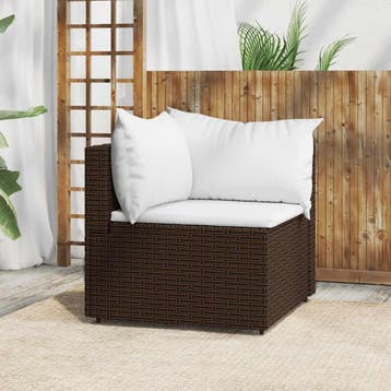 vidaXL Tuinhoekbank met kussens poly rattan bruin, Verzenden, Nieuw