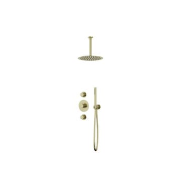 Thermostatische inbouw regendouche mat goud drie-knops, Verzenden, Nieuw