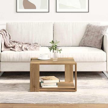 vidaXL Salontafel Artisan Eiken 51,5 x 51,5 x 30 cm Bewerkt, Verzenden, Nieuw, Overige houtsoorten, 50 tot 100 cm