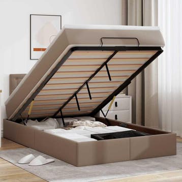 vidaXL Ottoman bed met matras 120x200cm kunstleer, Overige materialen, Bruin, Verzenden, Nieuw