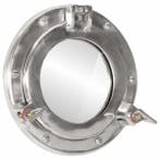 Scheepsspiegel 23cm aluminium | retourdeal 63% korting, Huis en Inrichting, Woonaccessoires | Spiegels, Minder dan 50 cm, Rond