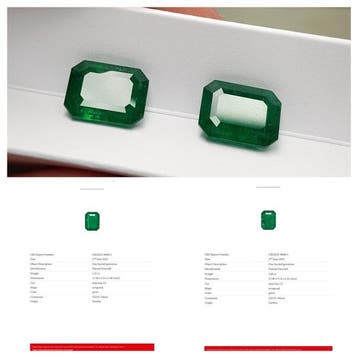 2 pcs Groen Smaragd - 10.67 ct - Gem research Swiss Lab, Nieuw