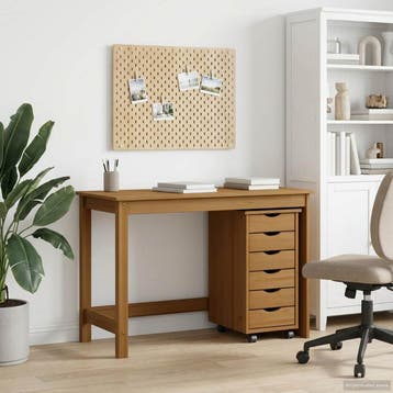 vidaXL Bureau en rollende kast set MOSS 2 st HoningBruin, Huis en Inrichting, Bureaus, Verzenden, Nieuw