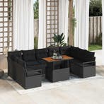 vidaXL Tuin Sofa Set met kussen 10 pcs Zwart en Bruin, Verzenden, Nieuw, Rotan