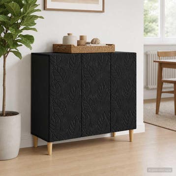 vidaXL Dressoir Zwart 89 x 34,5 x 80 cm Bewerkt hout, Verzenden, Nieuw, Overige houtsoorten, Minder dan 50 cm