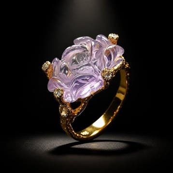 925 zilver - 14k gesneden amethist - topaas - Ring
