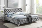 Design tweepersoonsbed MODERN BAROK 180x200cm grijs fluweel, Ophalen of Verzenden, Nieuw