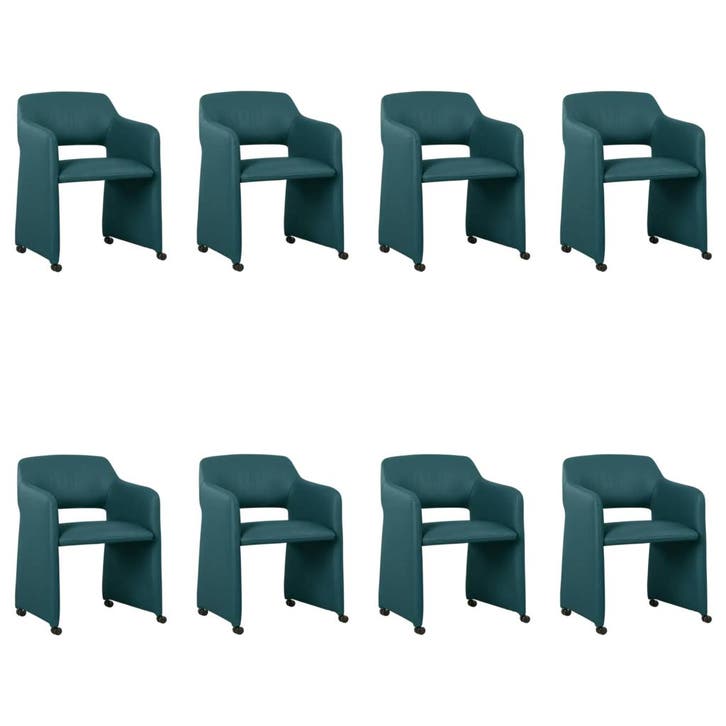 Set van 8 Leren eetkamerstoelen Icon - Toledo Turquoise, Huis en Inrichting, Stoelen, Nieuw, Leer, Ophalen of Verzenden