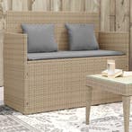 vidaXL Tuinbank met kussens poly rattan beige, Tuin en Terras, Tuinbanken, Verzenden, Nieuw, Rotan