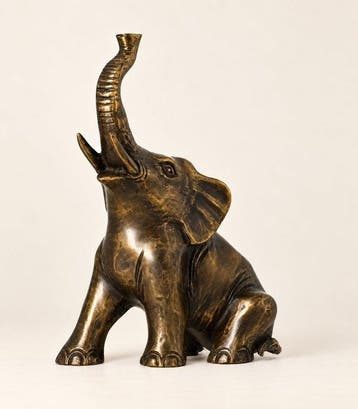 Beeldje - Zittende olifant - Brons