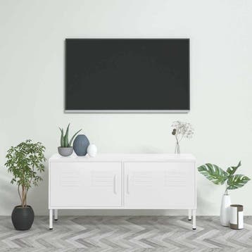 vidaXL Tv-meubel 105x35x50 cm staal wit, Minder dan 50 cm, Verzenden, Nieuw, Minder dan 100 cm