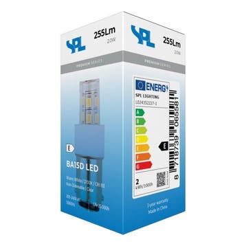 SPL LED buislamp Ba15d 230V 2.1W 255lm 2700K Helder Niet-..., Ophalen of Verzenden, Nieuw
