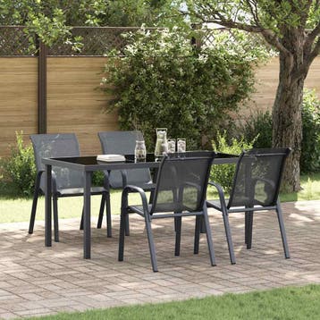 vidaXL Tuinstoelen stapelbaar 4 st textileen stof grijs, Verzenden, Nieuw