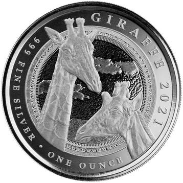 Equatorial Guinea - Giraffe 1 oz 2021 (15.000 oplage), Verzenden, Guinee, Losse munt, Zilver