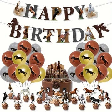 41-delige paarden decoratie set Happy Birthday deLuxe, Verzenden, Nieuw