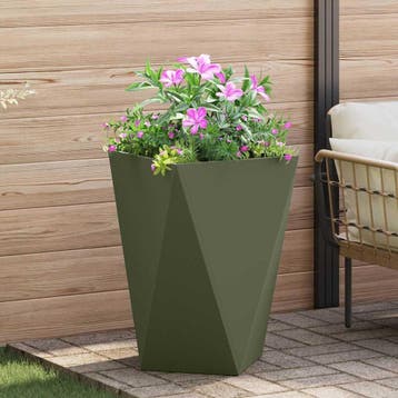 vidaXL Plantenbak Olijf Groen 50 x 50 x 75 cm Staal, Verzenden, Minder dan 60 cm, Nieuw, Metaal