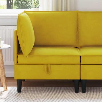 vidaXL Bank met opslag Geel Fluweel, Verzenden, Nieuw, Stof, Minder dan 150 cm