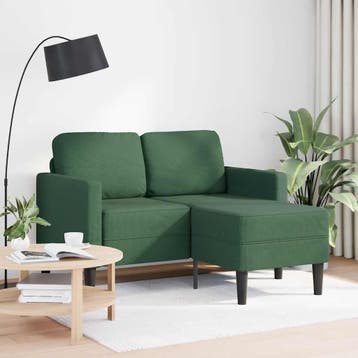vidaXL 2-zitsbank met ligstoel L-vorm donkergroen 125 cm, Huis en Inrichting, Verzenden, Minder dan 150 cm, Stof, Nieuw