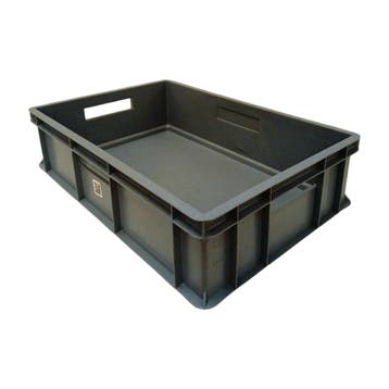 Stapelbak 600x400x155 mm, euronorm open handvat, donkergrijs, Ophalen of Verzenden