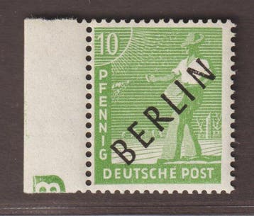 Berlijn 1949 - BERLIN 4 b DZ ** 10 pfennig olijfgroen, Gestempeld