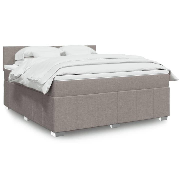 vidaXL Boxspring met matras stof taupe 180x200 cm, Huis en Inrichting, Slaapkamer | Bedden, 80 cm, 200 cm, Eenpersoons, Nieuw