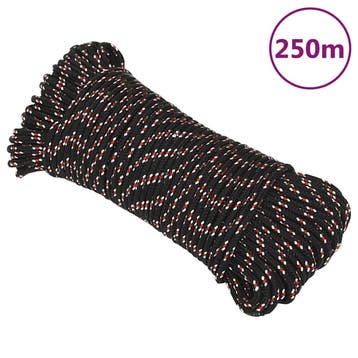 vidaXL Boot touw 5 mm 250 m polypropyleen zwart, Verzenden, Nieuw