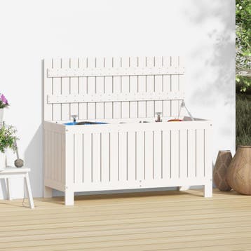 vidaXL Tuinbox 108x42,5x54 cm massief grenenhout wit, Verzenden, Nieuw