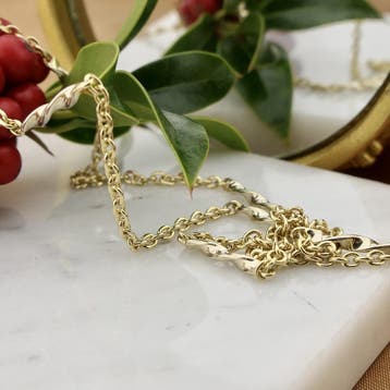 Bicolor fantasie/anker schakelketting, Ophalen of Verzenden, Gebruikt, Overige kleuren, Goud
