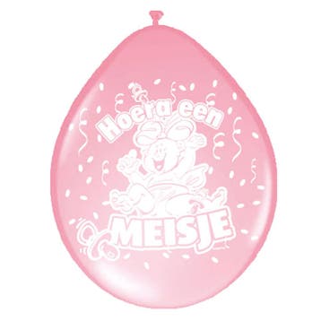 Ballonnen Hoera een meisje (8 st), Ophalen of Verzenden, Nieuw