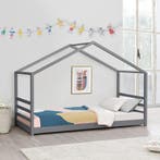 Kinderbed huisbed met bedbodem 90x200 cm donkergrijs, Verzenden, Nieuw