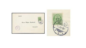IJsland 1897 - Wapen 3 prir op 5a Groen - Certificaat, Postzegels en Munten, Postzegels | Amerika, Gestempeld