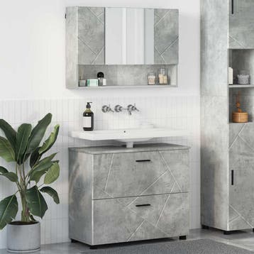 vidaXL Badkamermeubelset 2 st Beton Grijs 76,5 x 35 x 64 cm, Verzenden, Nieuw, Overige typen