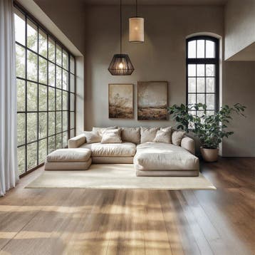 Kortpolig vloerkleed Soft Zone - 140 x 200 cm, beige, Verzenden, Nieuw