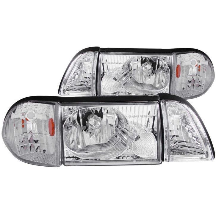 ANZO 1987-1993 Ford Mustang Crystal Headlights Chrome w/, Auto-onderdelen, Verlichting, Ophalen of Verzenden