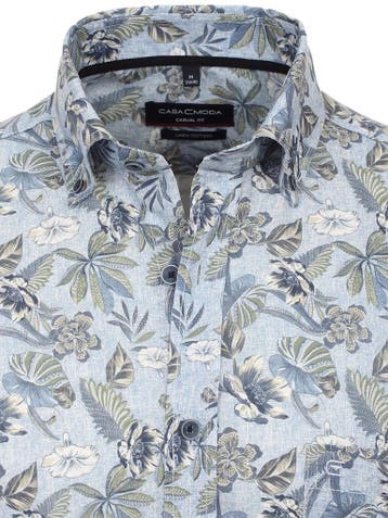 Casa Moda Gebloemd Linnen Overhemd Button Down Boord, Verzenden, Nieuw, Blauw