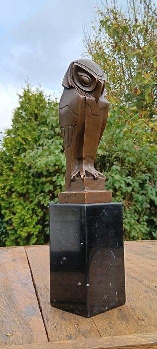 naar coenrad - sculptuur, art deco bronzen uil - 32 cm -