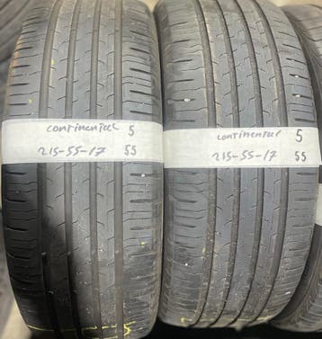 2x215-55-17 Continental Zomer 2x5m €55 Per band 215 55 17, Ophalen, 17 inch, Band(en), Personenwagen