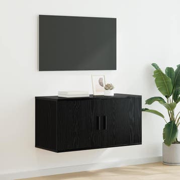 vidaXL Wandgemonteerde TV-kast 80 x 34.5 x 40 cm Zwart eiken, Minder dan 50 cm, Verzenden, Nieuw, Minder dan 100 cm