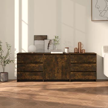 vidaXL 3 st Dressoirs bewerkt hout gerookt eikenkleurig, Verzenden, Nieuw, Overige houtsoorten