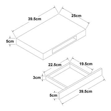 [en.casa] Wandplank Hyvinkää met lade 39,5x25x5 cm wit, Verzenden, Nieuw