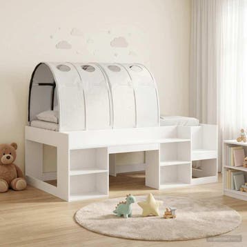 vidaXL Bedframe met tunnel met plank met opslag 3 st Wit, Verzenden, Nieuw, Wit, Hout