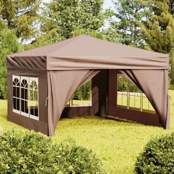 vidaXL Partytent inklapbaar met zijwanden 3x3 m taupe, Verzenden, Nieuw, Partytent