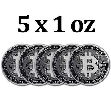 Niue. 2 Dollars 5 x 2024 1 oz Niue $2 NZD Bitcoin Silver