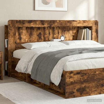 vidaXL Hoofdbordkast met opslag Gerookt Eiken 215 x 18,5 x, Verzenden, Nieuw, Bruin, Hout