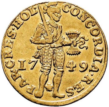 Nederland, Holland Gouden Enkele Dukaat 1749; met rozet R3