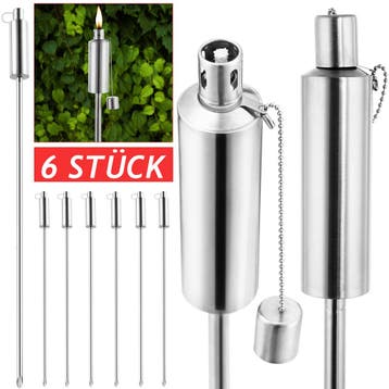 Tuinfakkels 6 stuks RVS 115cm (Terras verwarmen), Tuin en Terras, Verzenden, Nieuw