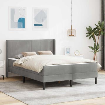 vidaXL Bedframe met matras Lichtgrijs 140 x 190 cm Fluweel, Huis en Inrichting, Slaapkamer | Matrassen en Bedbodems, Verzenden