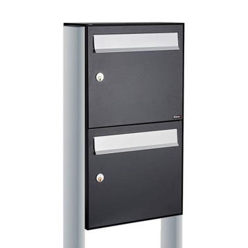 Brievenbusunit Flow set vrijstaand 2-hoog - zwart, Verzenden, Nieuw